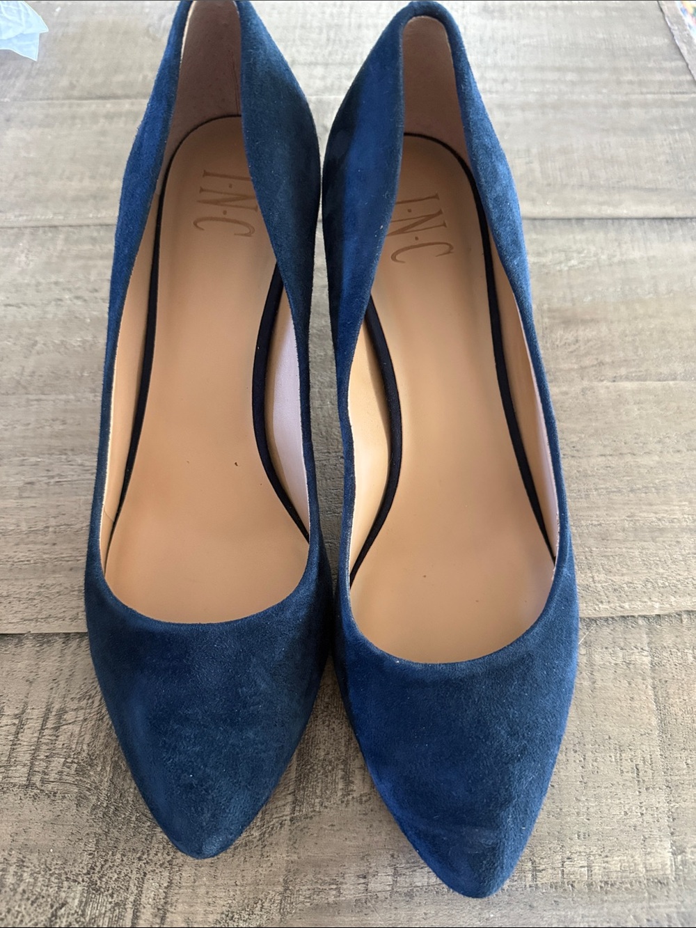 INC International Concepts Navy Suede Pointed-Toe Heels